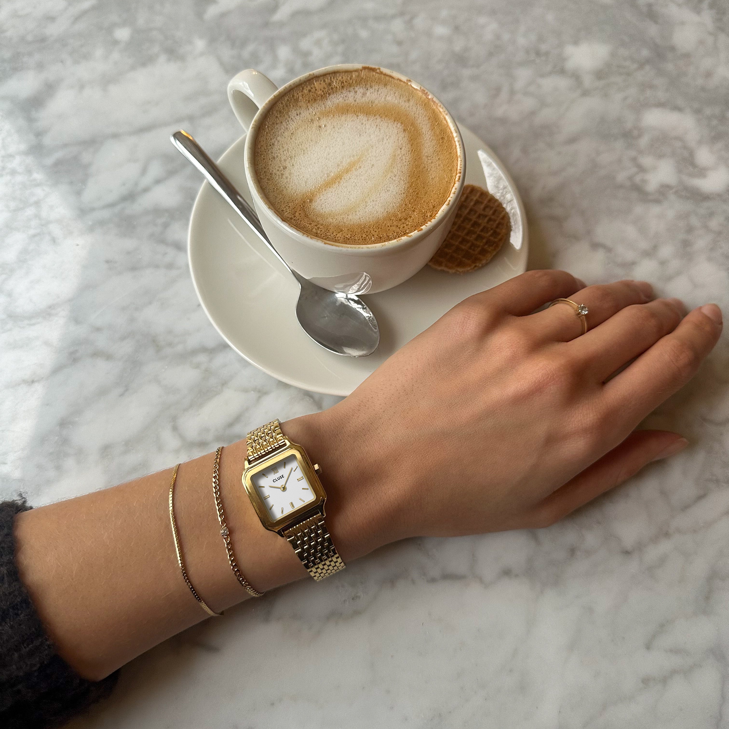  Gracieuse Petite Watch Steel, White, Gold Colour