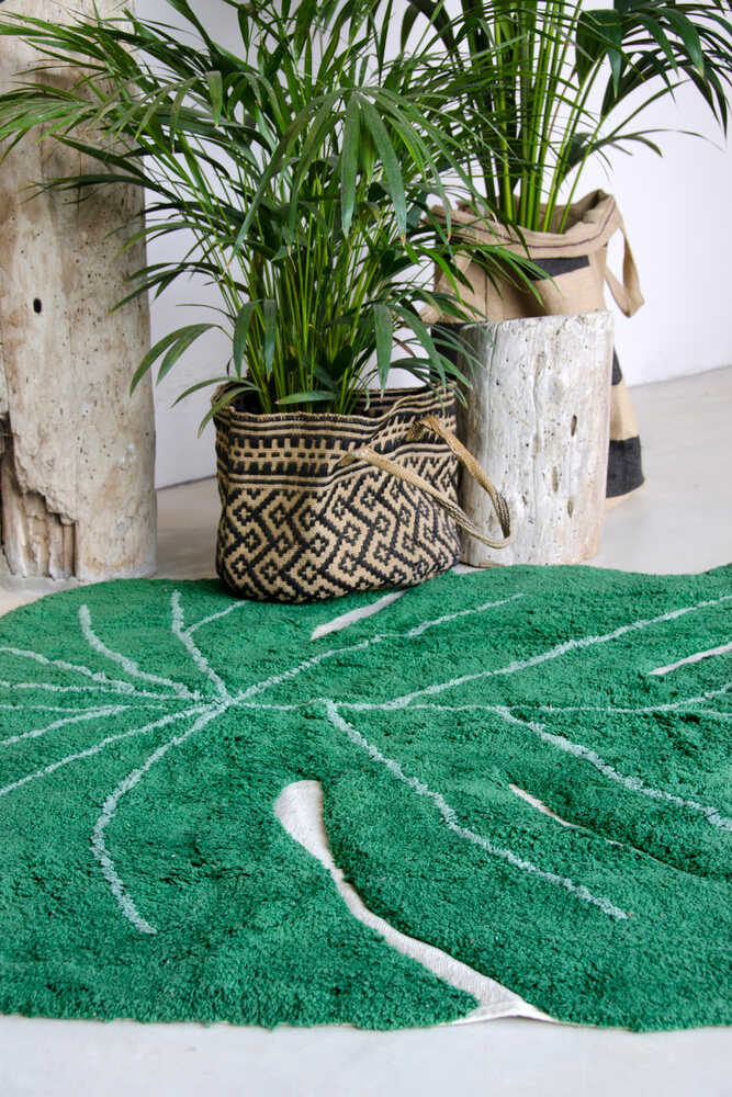 WASHABLE COTTON RUG MONSTERA LEAF、mySite、gigharbornorthrealestate