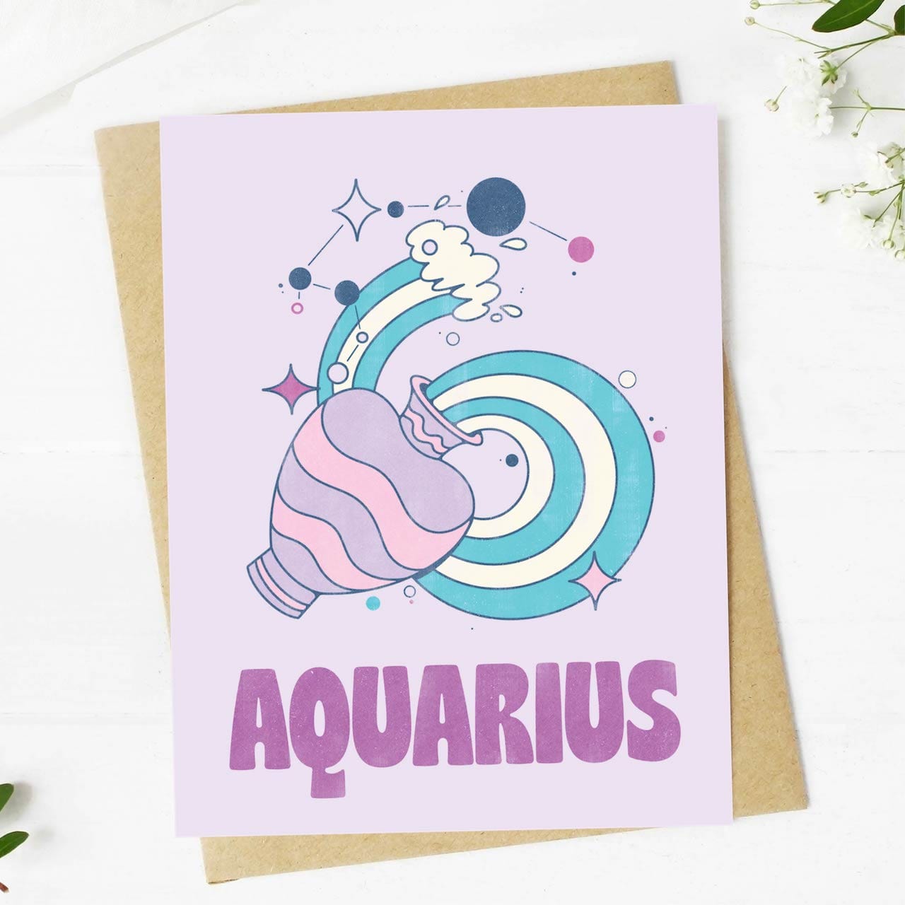  Aquarius Zodiac Greeting Card、mySite、elrpsem3k