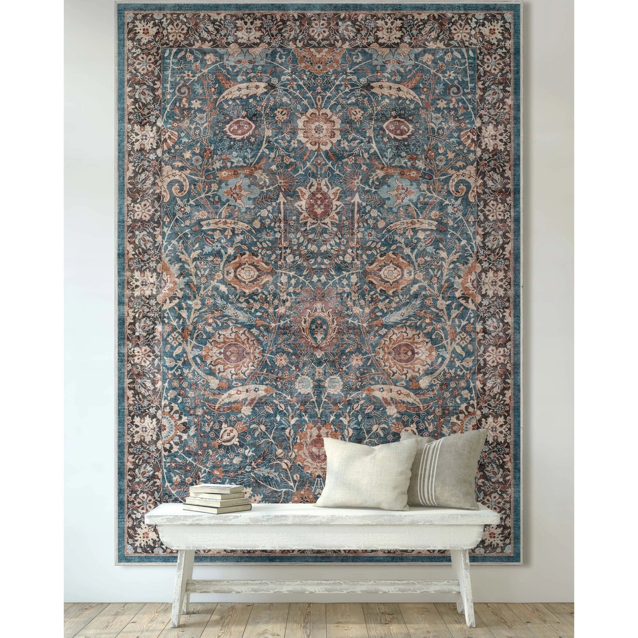 Liana Vintage Oriental Teal Flat-Weave Rug、mySite、gigharbornorthrealestate