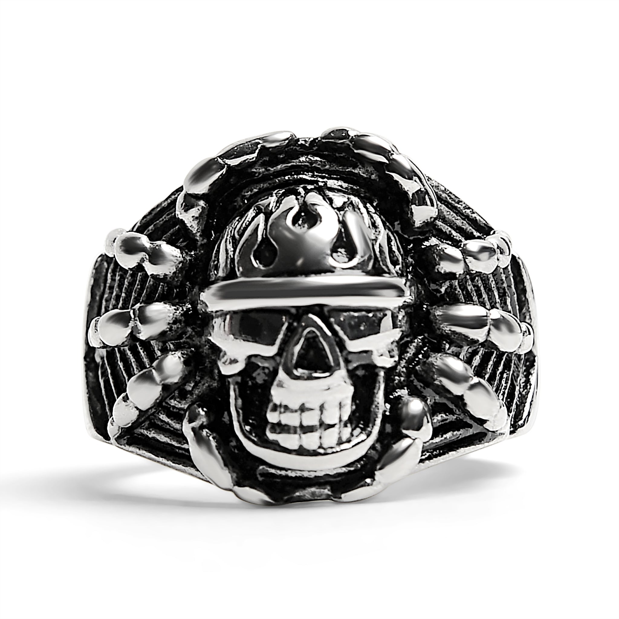 Polished Detailed Skull Stainless Steel Ring / SCR2006、mySite、dreamappss