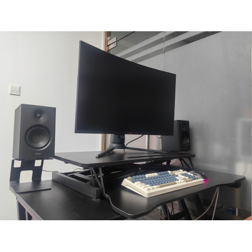 32 Inch Desk Converter, Height Adjustable Sit to Stand Riser, Dual Monitor and Laptop Workstation with Wide Keyboard Tray (BLACK) BACK-TO-SCHOOL、、casual