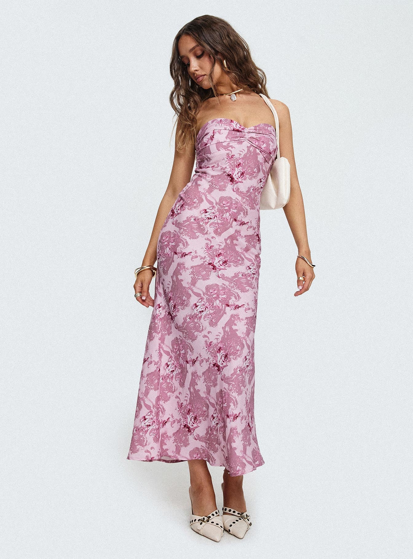 Abeila Strapless Maxi Dress Pink、mySite、solidvoid