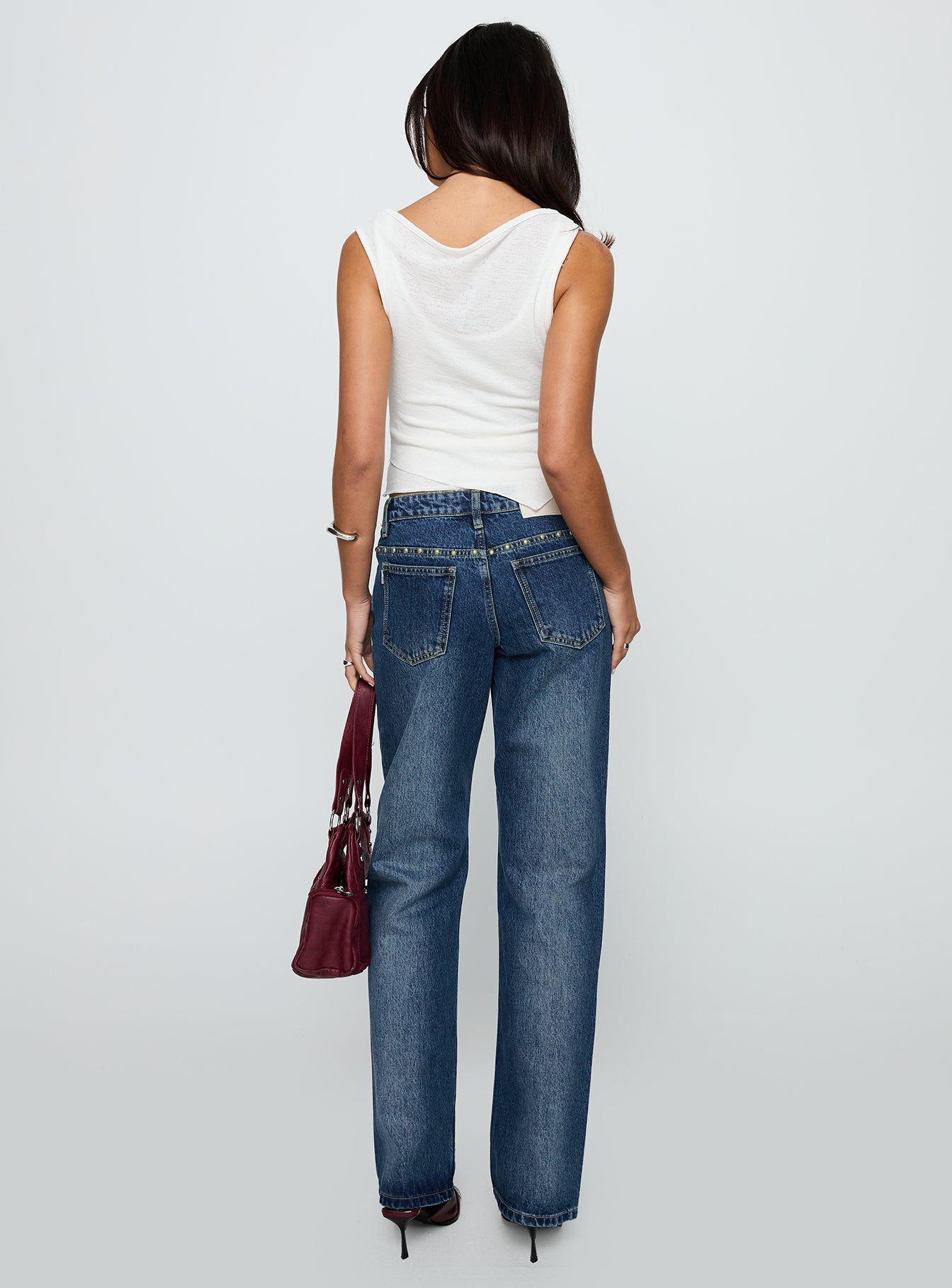 So Dazzling Studded Low Rise Jeans Dark Wash、mySite、solidvoid