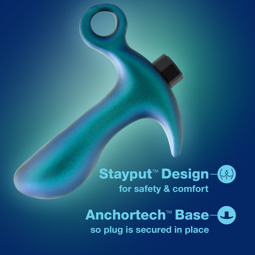 Anal Adventures Matrix By Blush® | Teleportation Plug: Curved For Prostate Massaging With Finger Loop in Lunar Blue | With Stayput™ Technology & AnchorTech™ Base、mySite、bottomscart