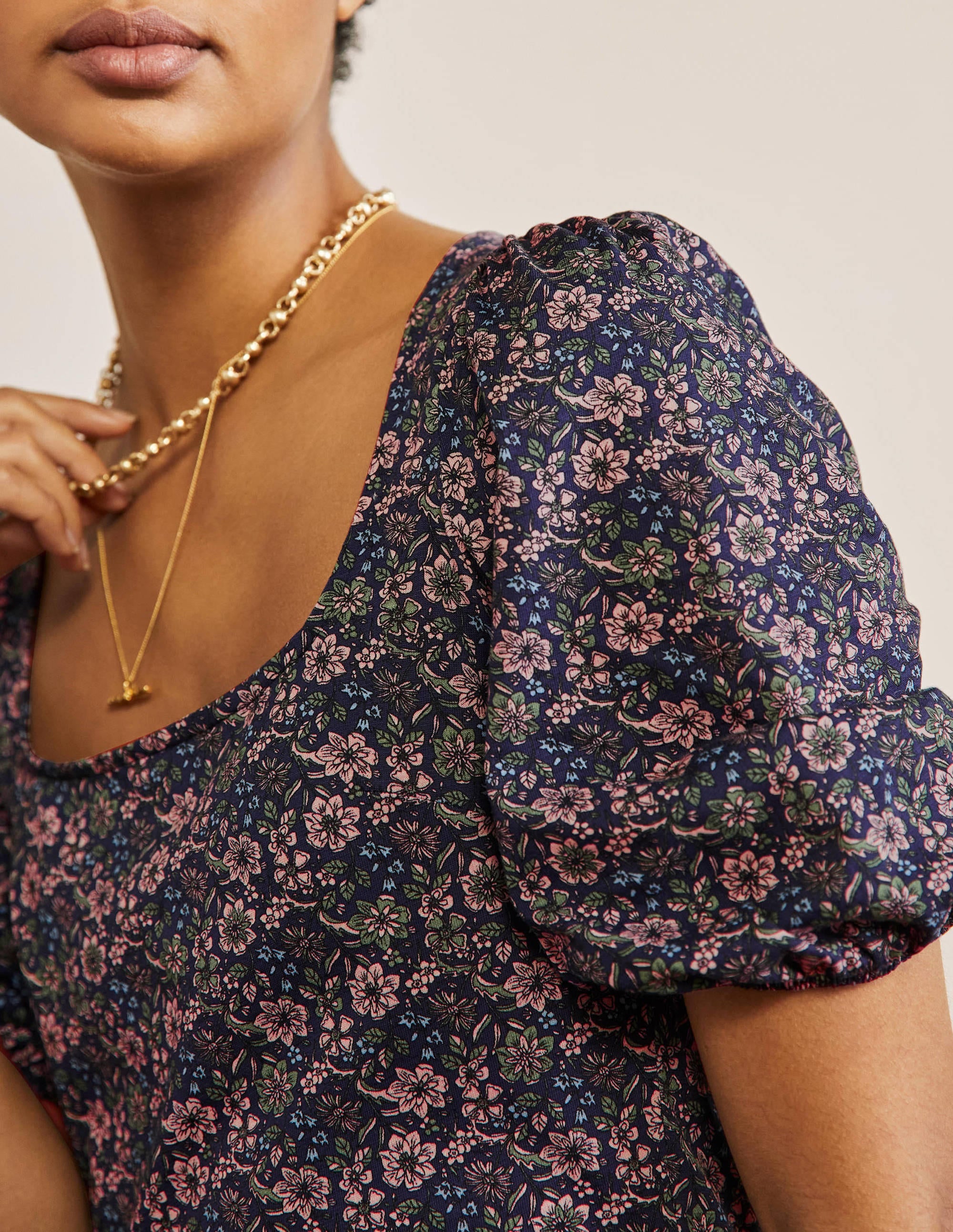  Square Neck Jersey Dress-French Navy, Floret Bloom、mySite、ashleygrahame