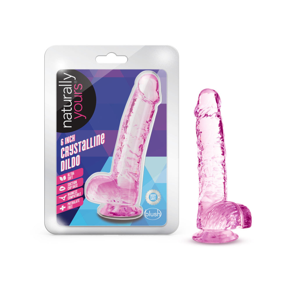 Naturally Yours By Blush® | Realistic Rose 6-Inch Long Dildo With Balls & Suction Cup Base、mySite、bottomscart