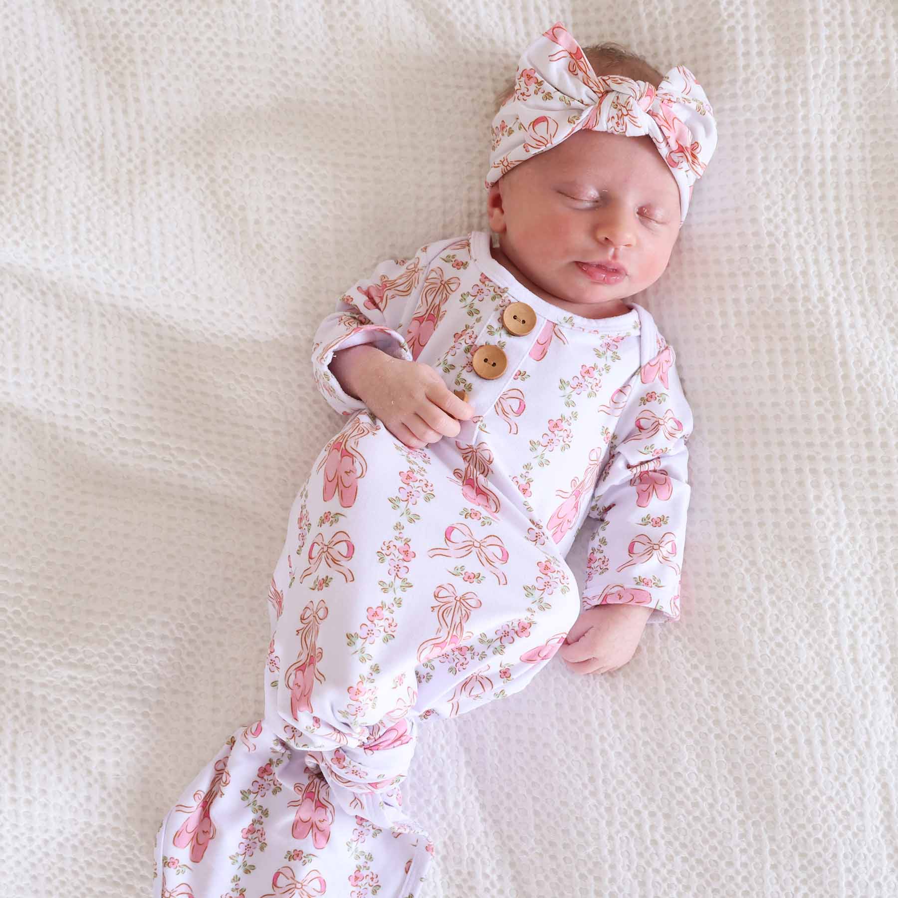  Ballet Blossoms Newborn Baby Knot Gown & Hat Set、mySite、layawaytickets