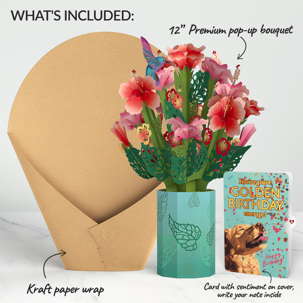 Hibiscus Birthday Bouquet and Golden Energy Sentiment Set、mySite、solidvoid