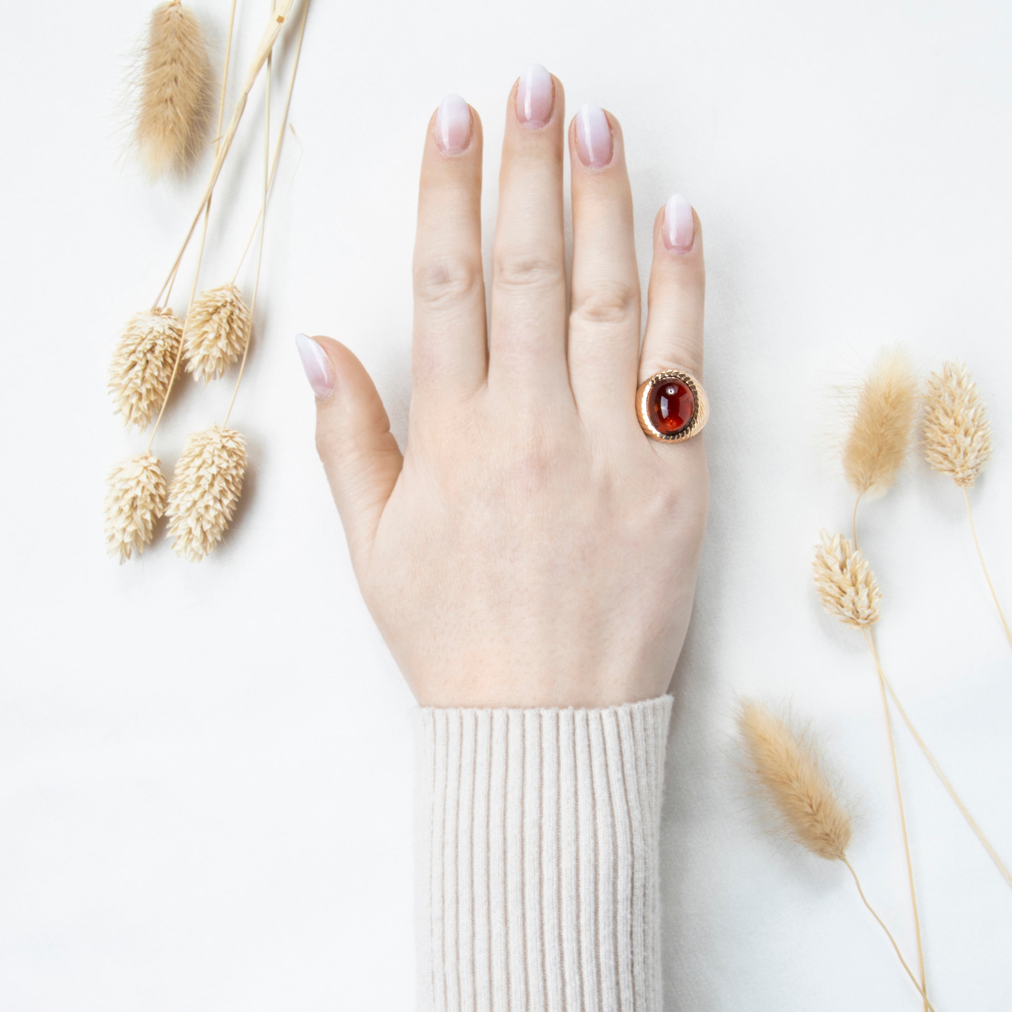 Vintage Heavy 18k Rose Gold 8.8ct Madeira Citrine Glowing Orb Ring 6.50、mySite、hinf8tx79