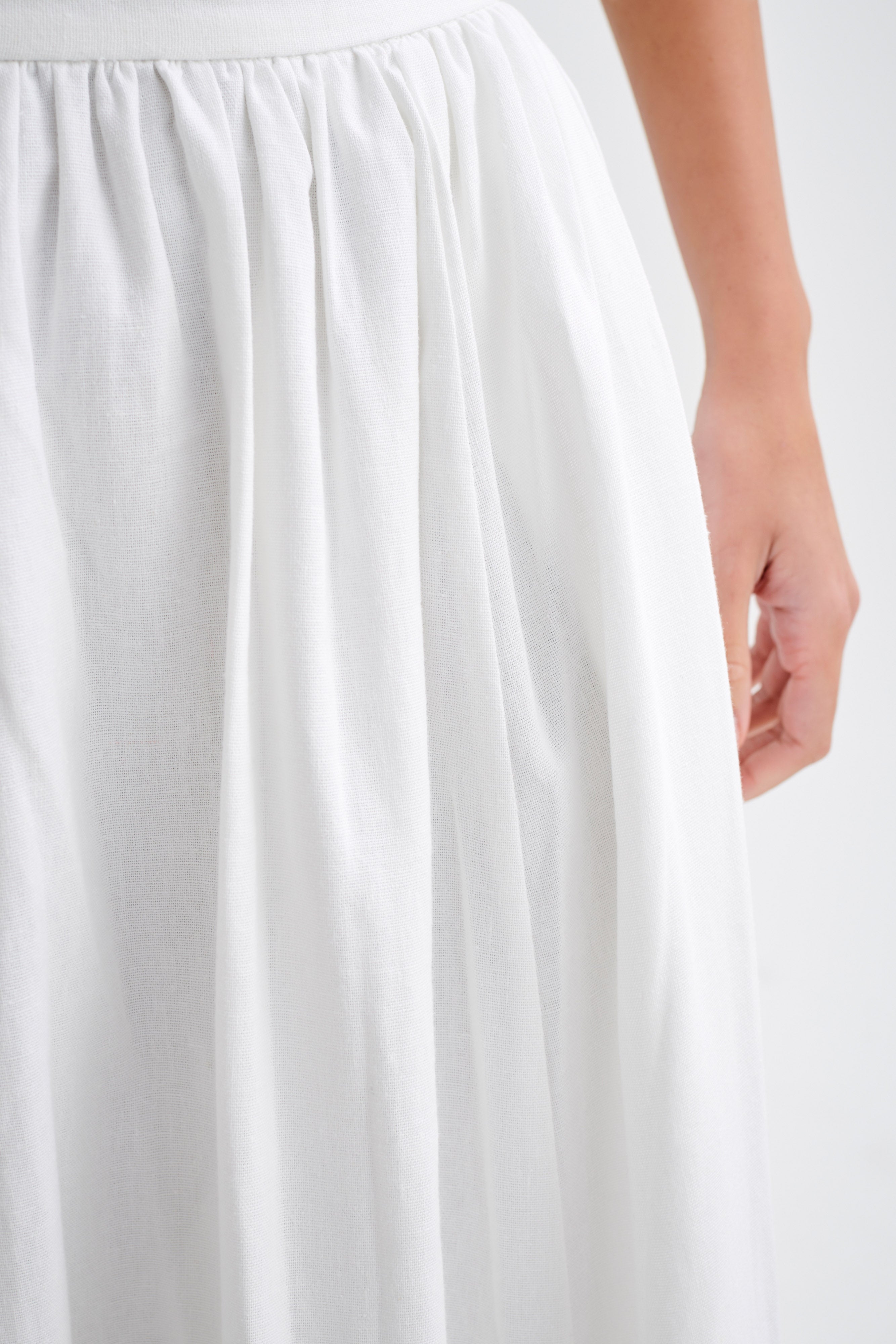 Clarence Linen A-Line Maxi Skirt - White、mySite、solidvoid