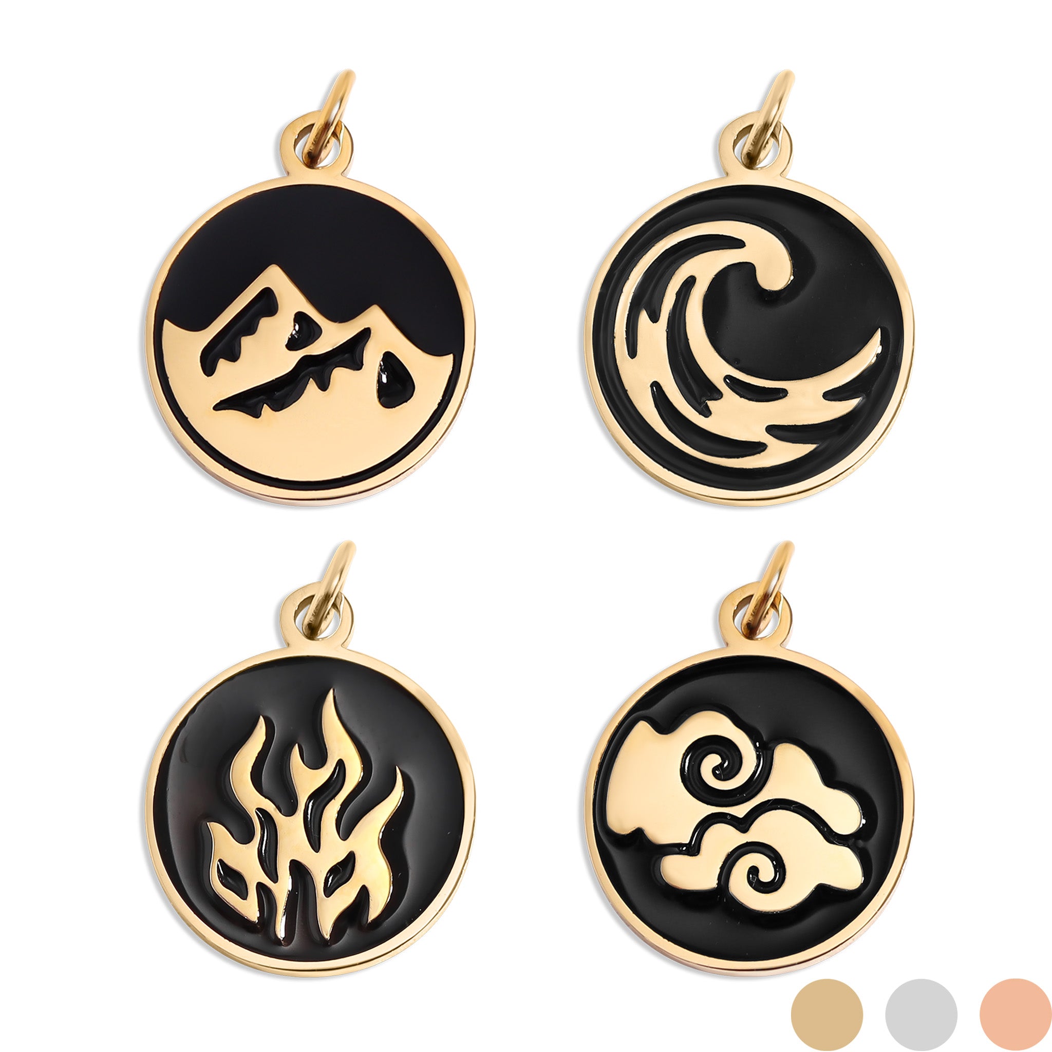 18K Gold PVD Stainless Steel Earth, Fire, Water, & Air Element Pendant / PDL0171、mySite、dreamappss