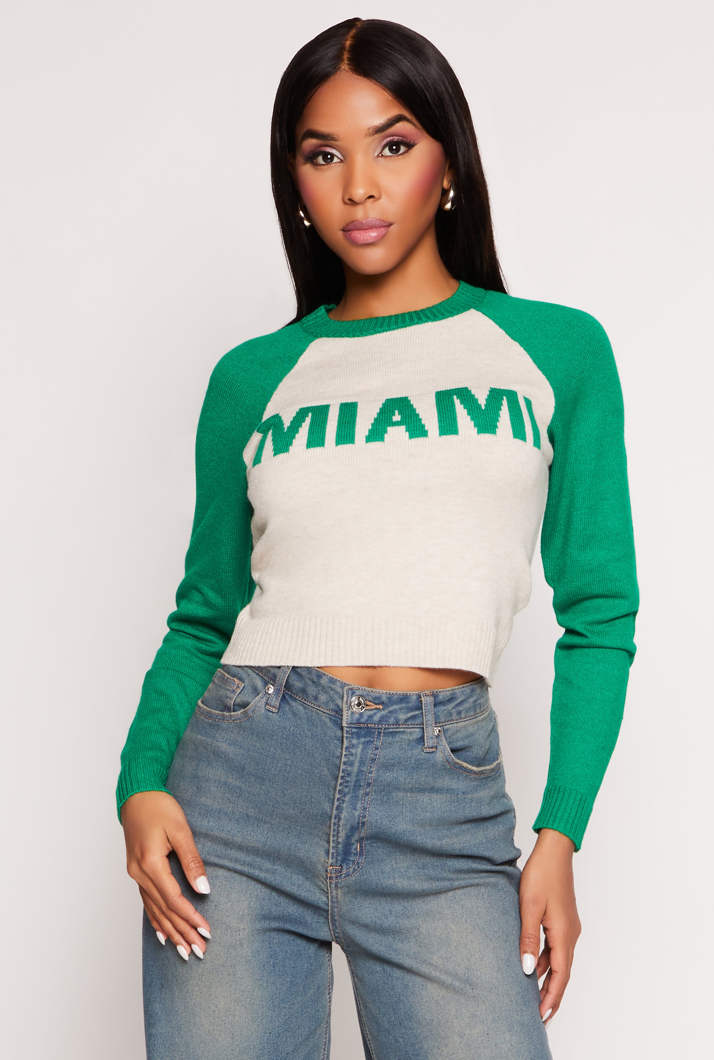 Miami Graphic Crew Neck Crop Top、mySite、camillekostekn