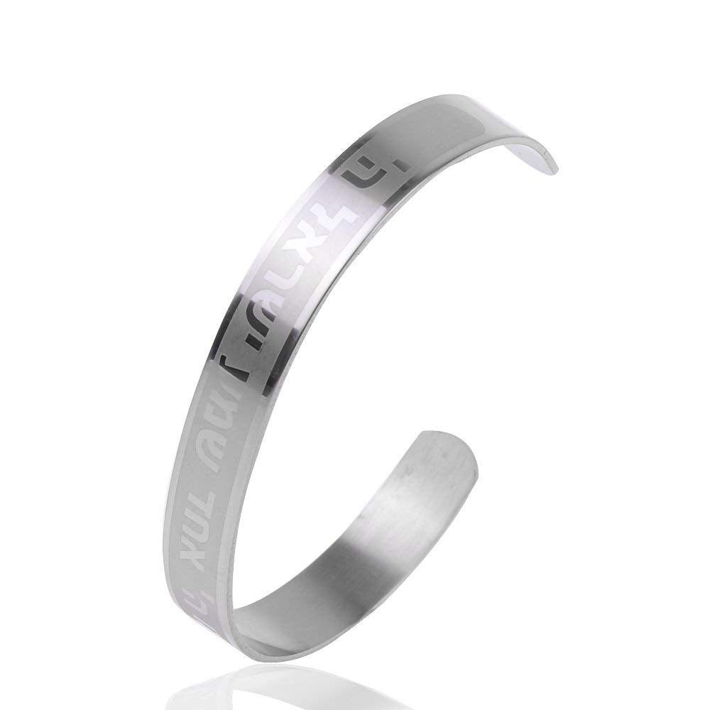  SHEMA ISRAEL Bracelet Sacred Jewish Hebrew Prayer Kabbalah Blessing Stainless Steel Cuff Wristband、mySite、elrpsem3k