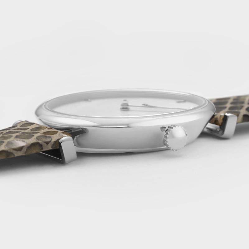  Triomphe Watch Leather, Grey Python, Silver Colour