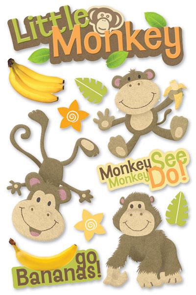  Scrapbook Stickers - 3D Little Monkey、mySite、ghnorth