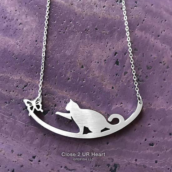 Pet Lover's Picks: Dogs and Cats Stainless Steel Made in the USA Bar Necklaces*、mySite、g9winljtr
