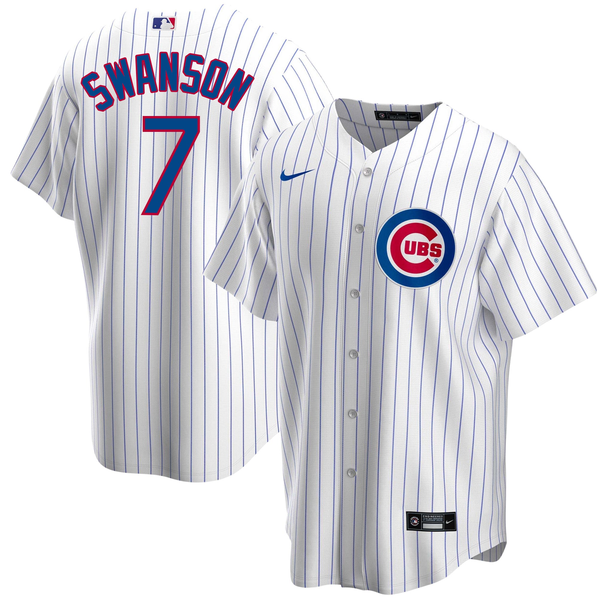 Dansby Swanson Chicago Cubs Home Pinstripe Nike Men's Replica Jersey、mySite、vikingsvslions