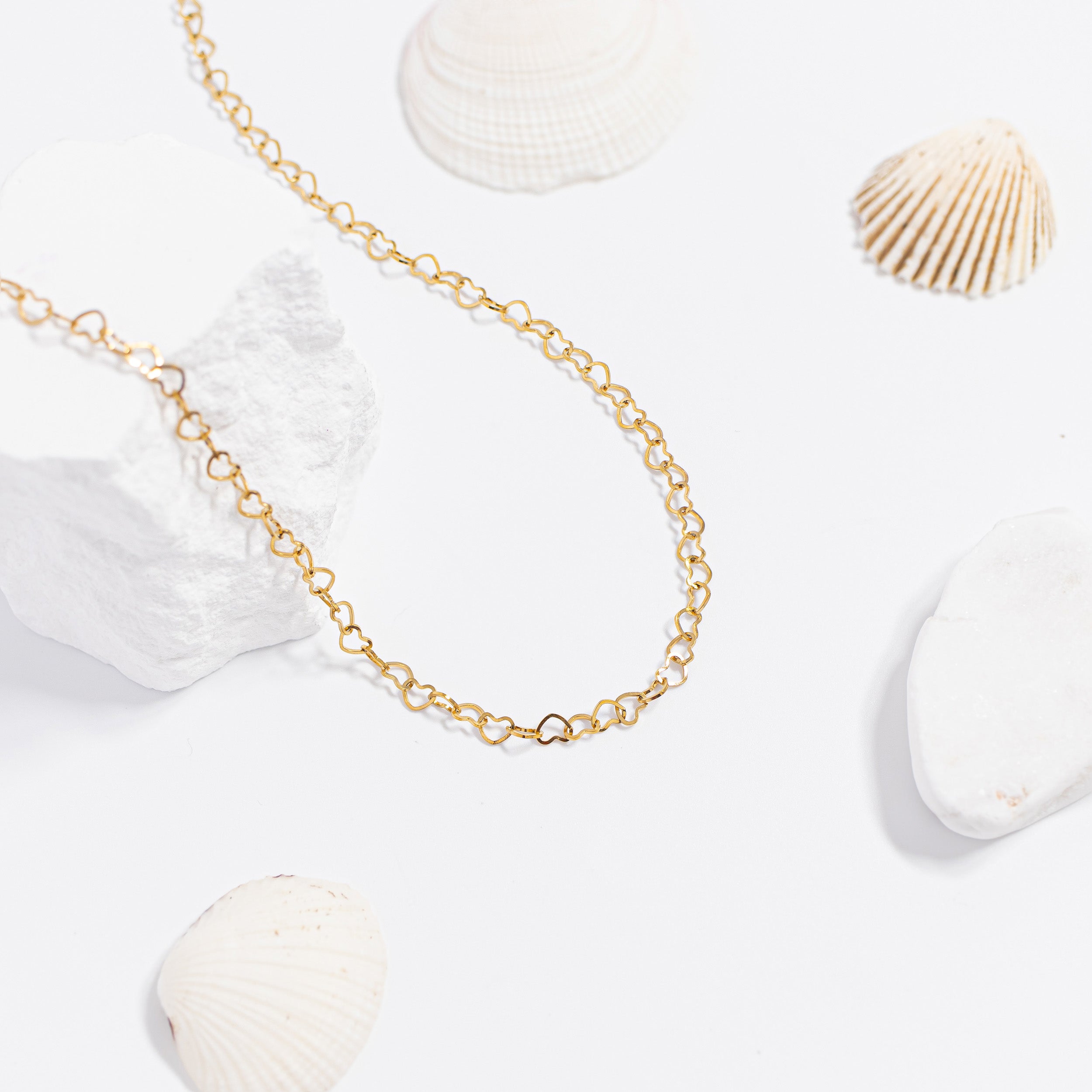 18K Gold PVD Stainless Steel Heart Chain Necklace / CHN0096、mySite、dreamappss