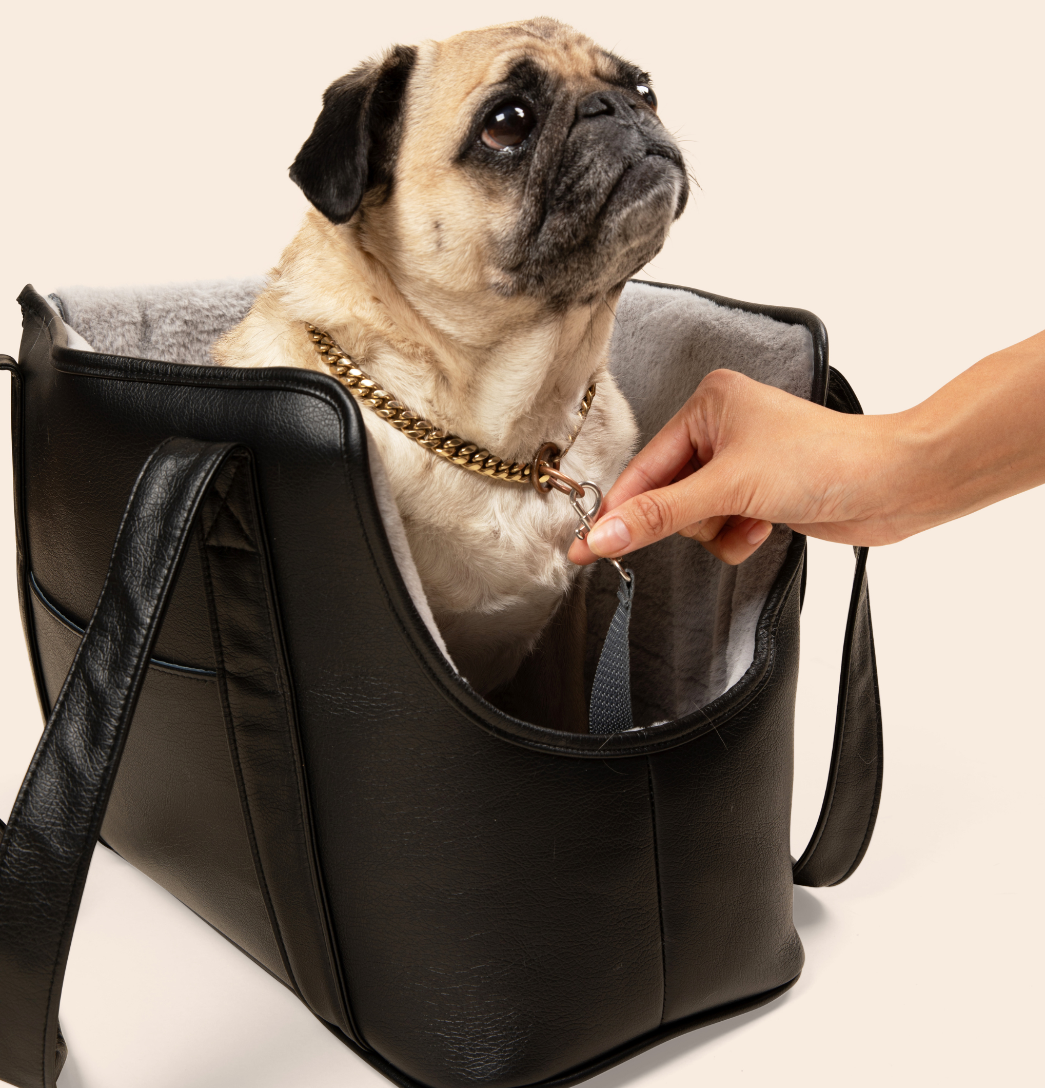 PupTote™ 3-in-1 Faux Leather Dog Carrier Bag - Black、mySite、solidvoid