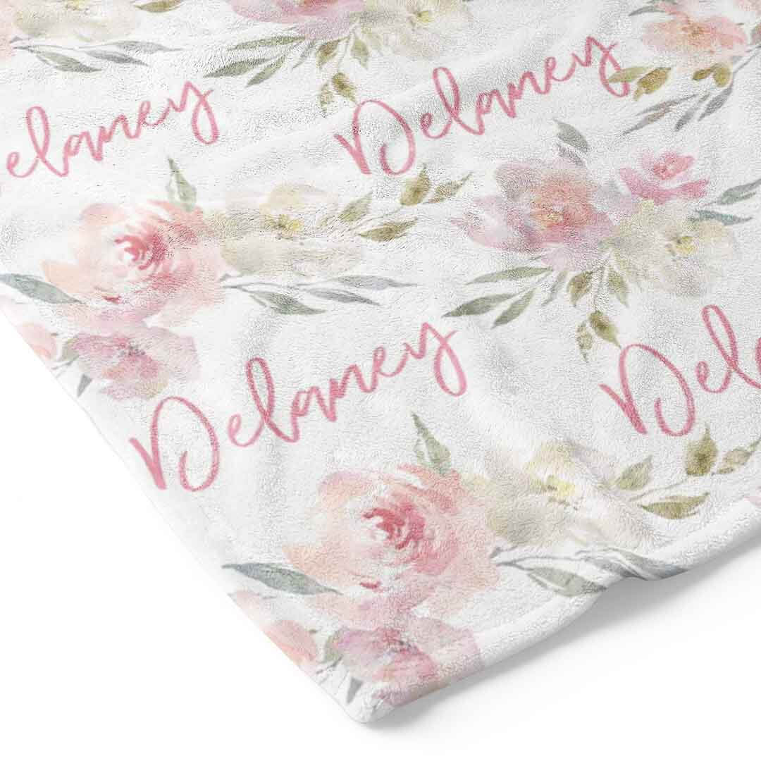  Delaney Dusty Blush Floral Personalized Toddler Blanket、mySite、layawaytickets