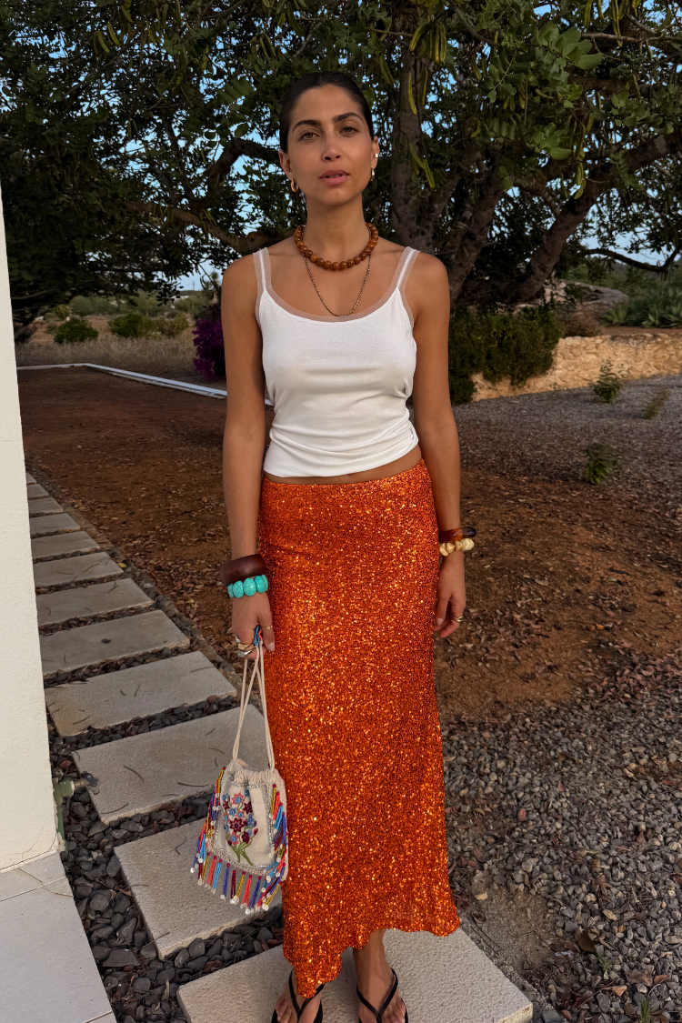 Orange Sequin Dorris Skirt、mySite、solidvoid