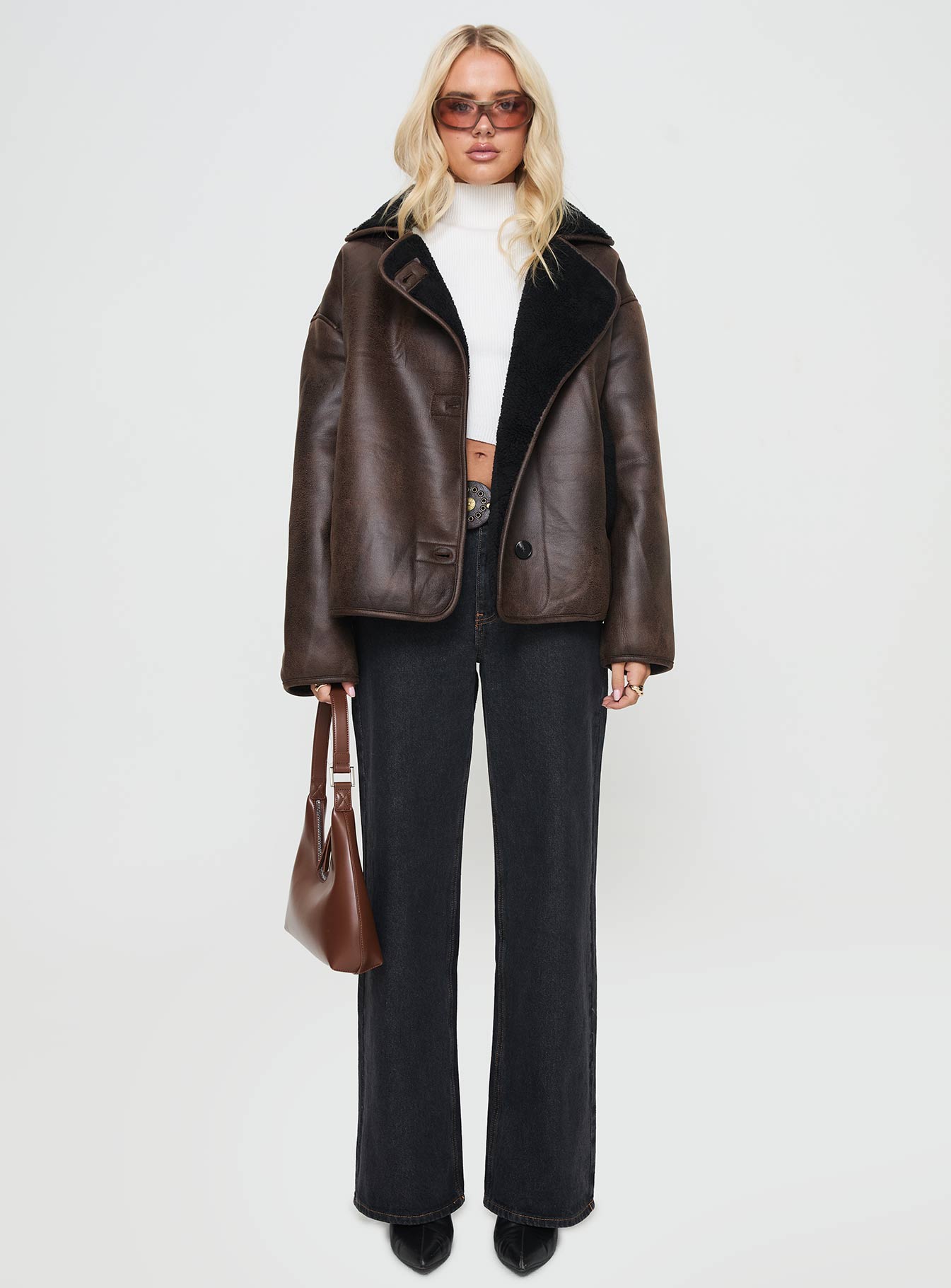 Nunez Faux Leather Jacket Washed Brown / Black、mySite、solidvoid