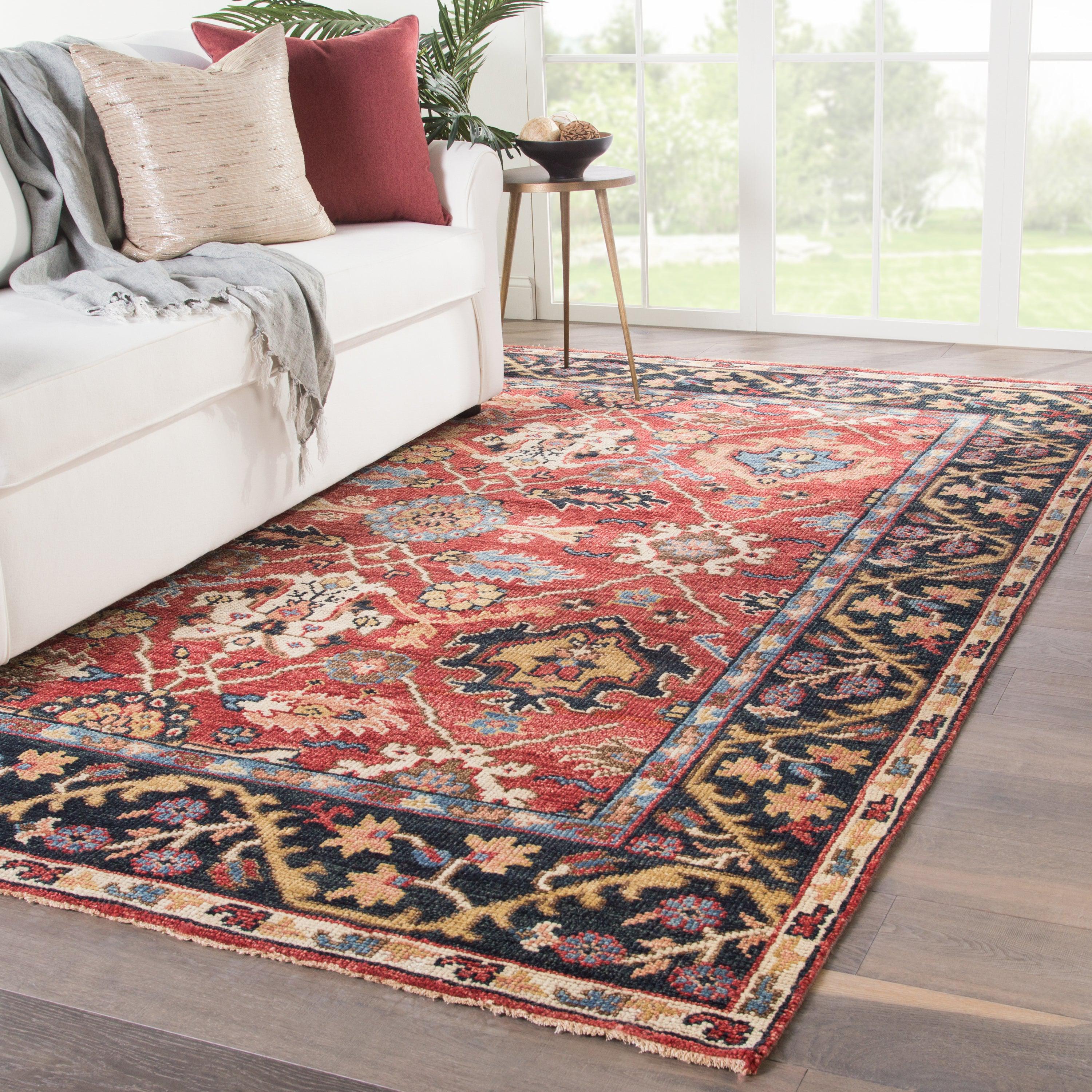 Aika Hand-Knotted Medallion Red Multicolor Area Rug、mySite、gigharbornorthrealestate