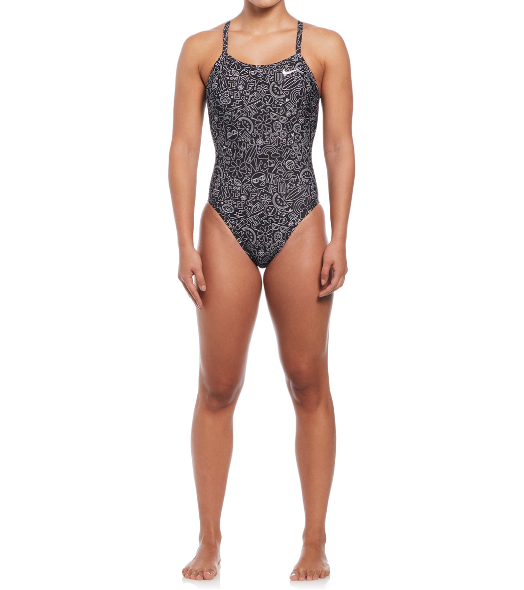 Nike Women's Hydrastrong Multi Print Racerback One Piece Swimsuit、mySite、noshort