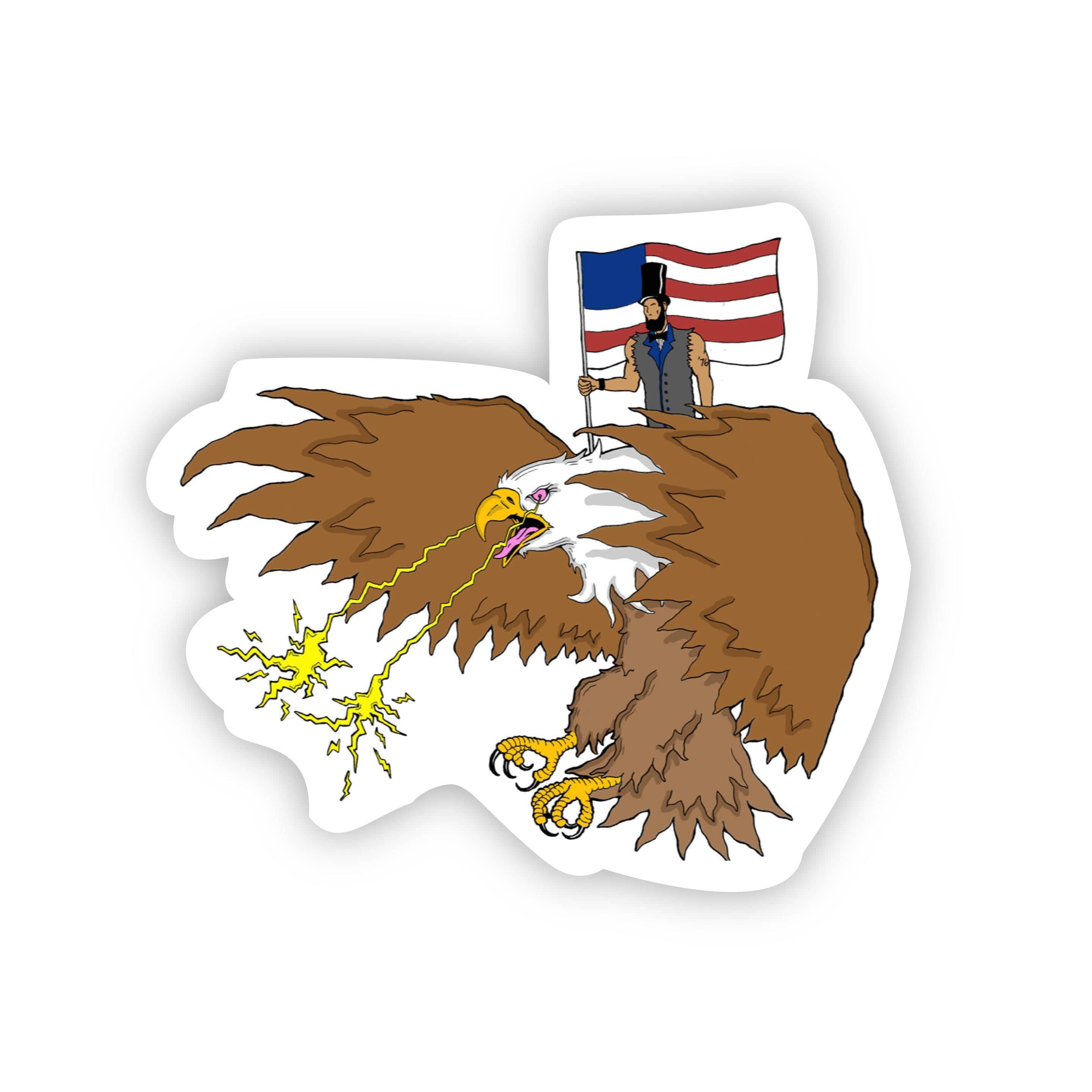  Abraham Lincoln Riding Eagle with Laser Beam Eyes Sticker、mySite、elrpsem3k