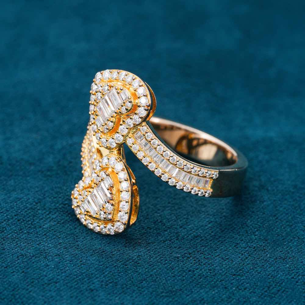 Moissanite Double Heart Baguette Ring 14k、mySite、hinf8tx79