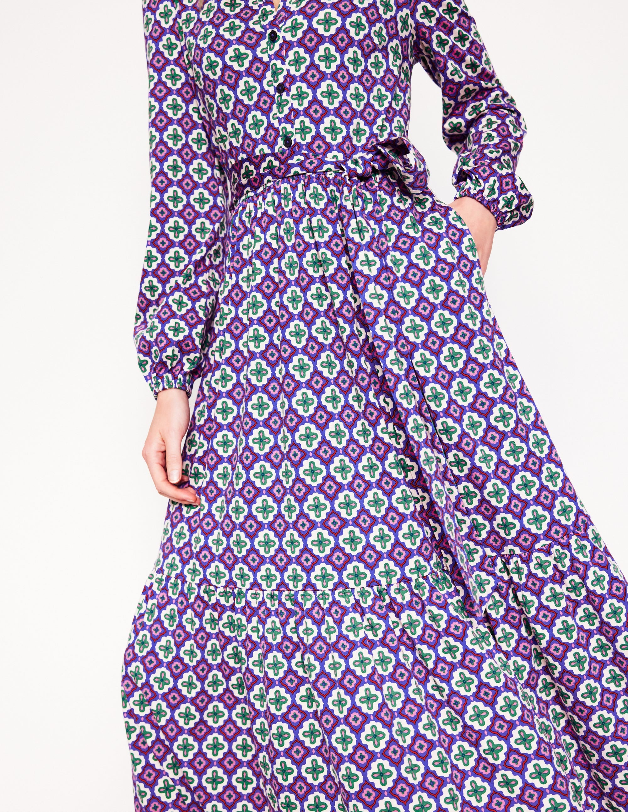  Willow Tiered Jersey Dress-Multi, Moroccan Diamond、mySite、ashleygrahame