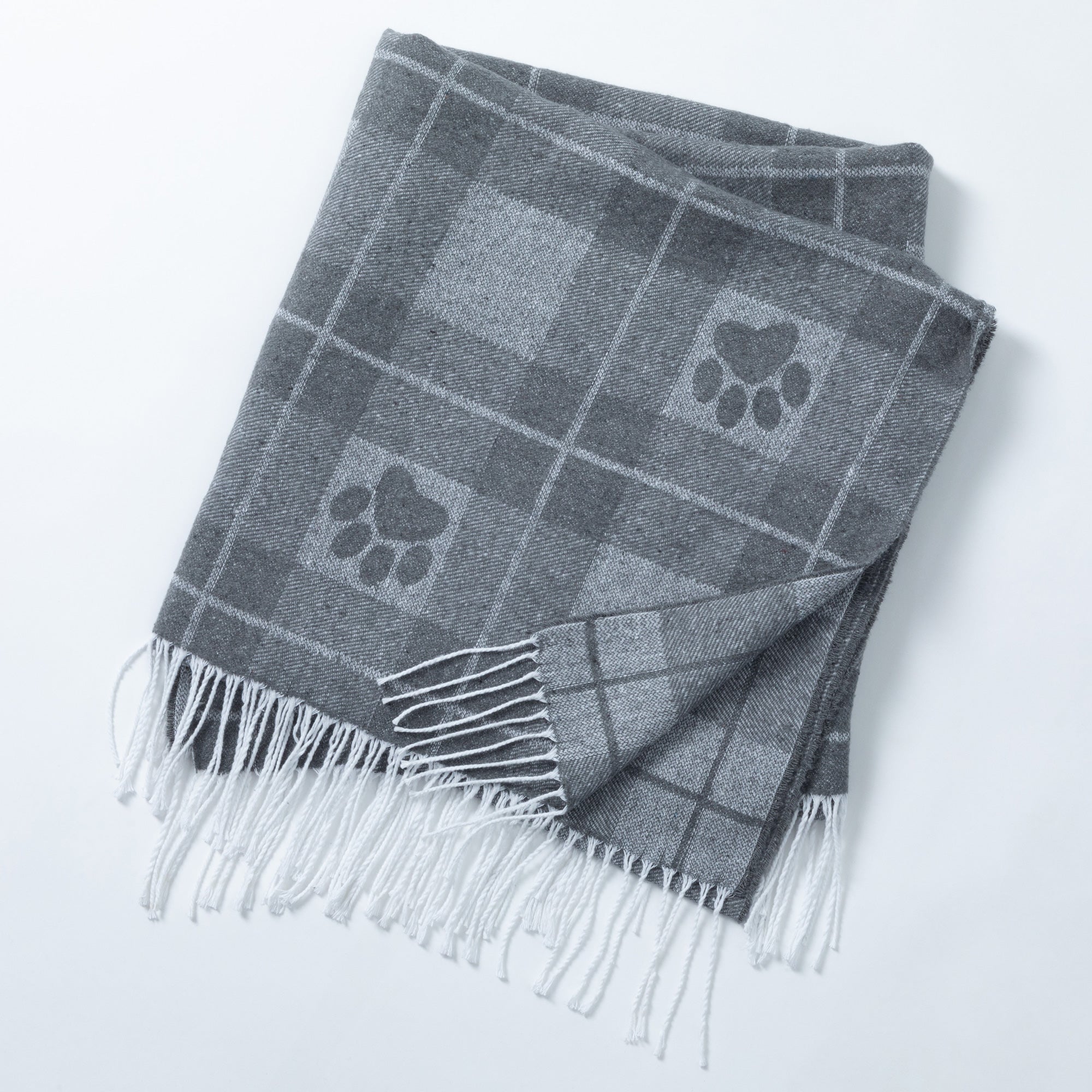 Ukrainian Cotton Blend Paw Throw Blanket with Fringe、mySite、camillekostekn