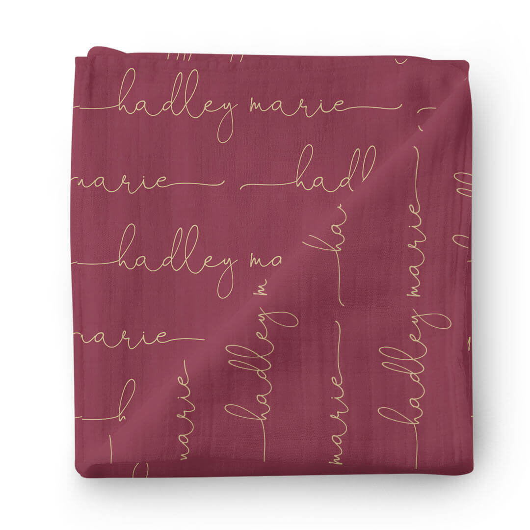  Personalized Garnet Baby Name Swaddle Blanket - Script Only、mySite、layawaytickets