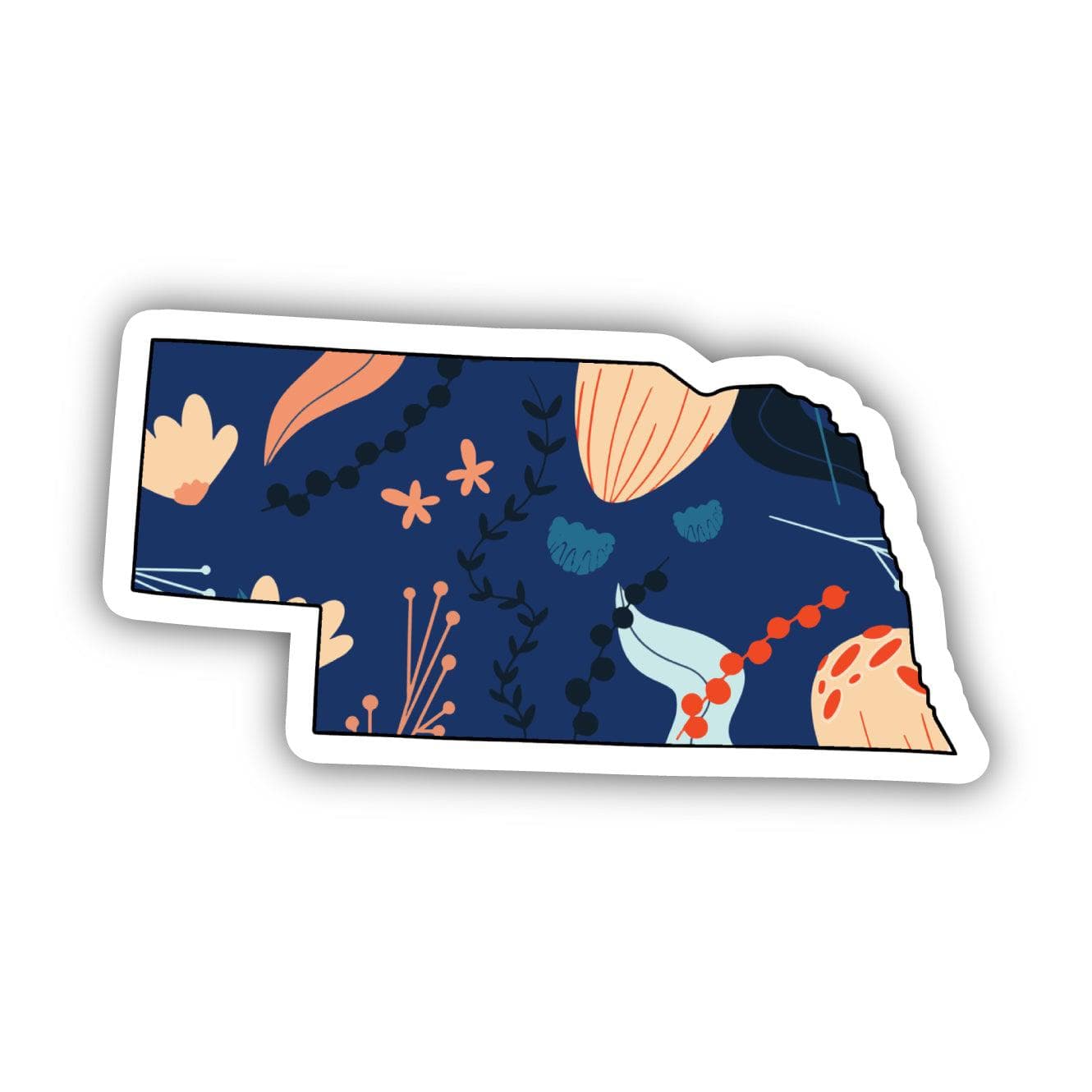  Nebraska Blue Floral Abstract Sticker、mySite、elrpsem3k