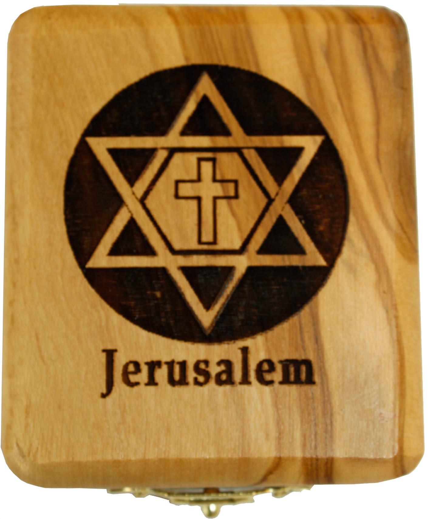  Holy Land Market Unique Messianic Star of David with Cross Olive Wood Box - Standard Size、mySite、elrpsem3k
