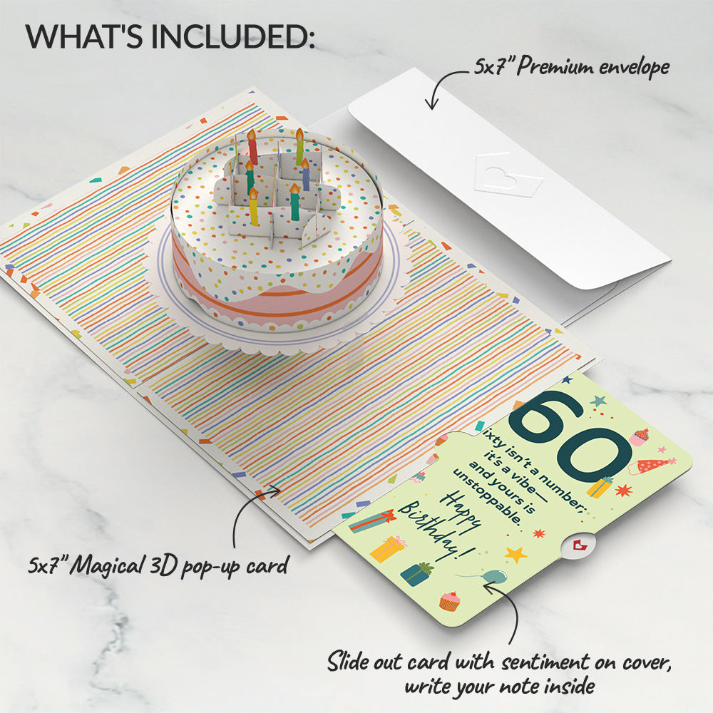 Happy 60th Birthday to You! Confetti Cake Pop-Up Card and Sentiment Set、mySite、solidvoid