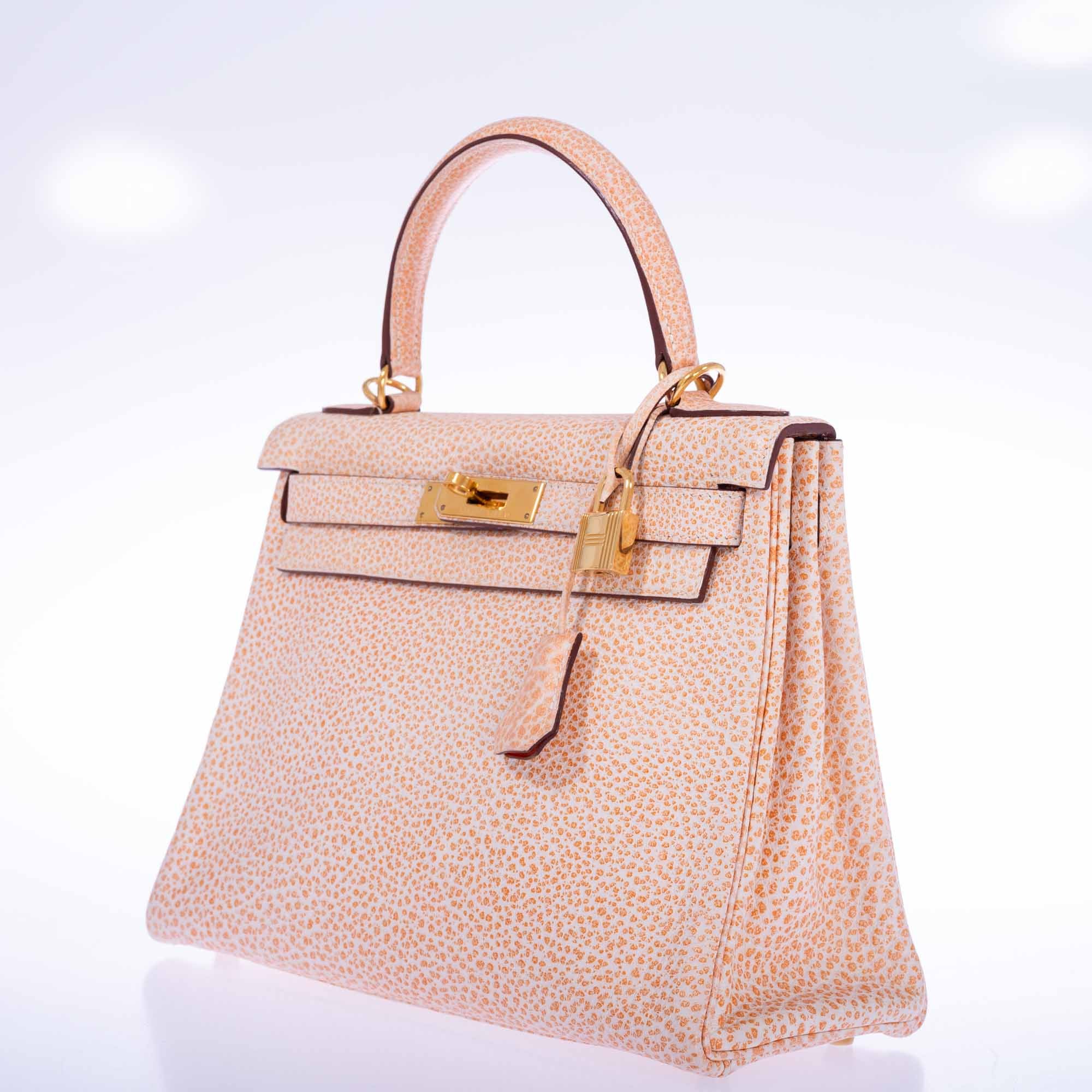 Hermès Kelly 28 Retourne Orange Dalmatian Buffalo Skipper Gold Hardware、mySite、garminoutage.com