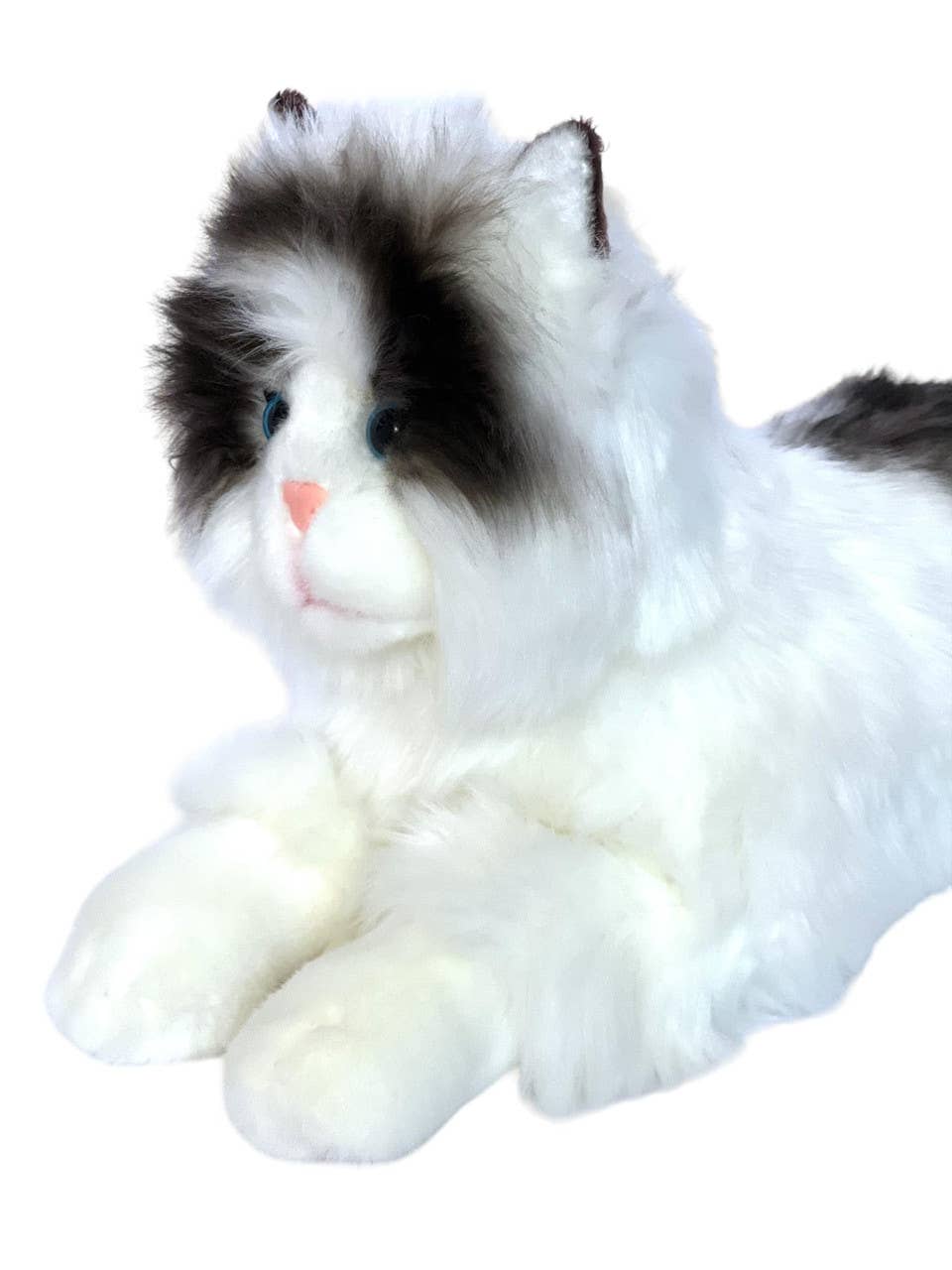Ragdoll Cat Fluffy White & Black Kitten Stuffed Animal by Auswella 16 Plush- Laying、mySite、g9winljtr