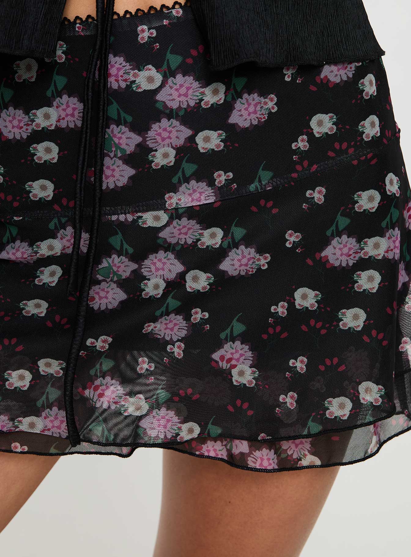 Sunny Skies Mini Skirt Black Floral、mySite、solidvoid