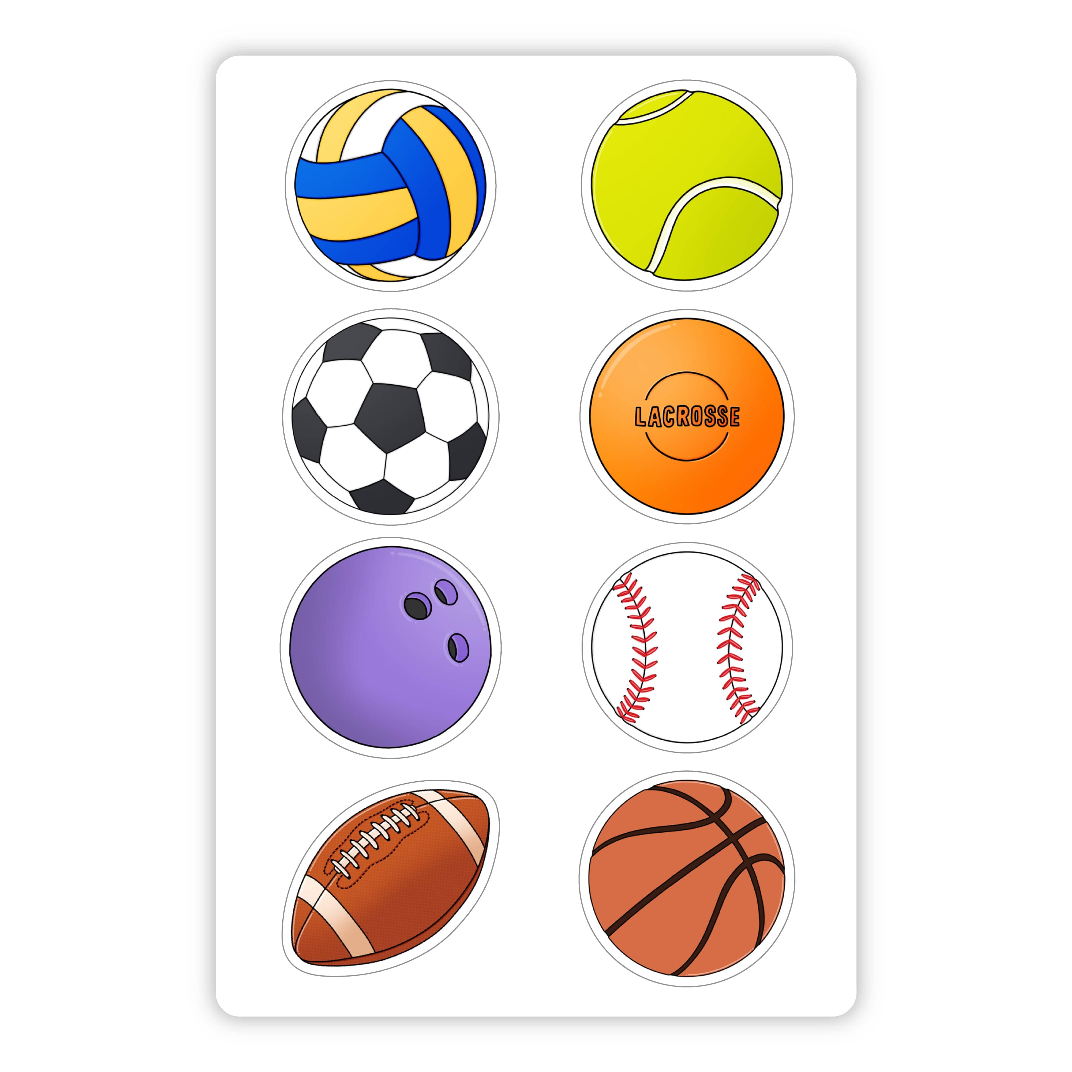  Sports Balls Football & More Mini Sticker Sheet、mySite、elrpsem3k