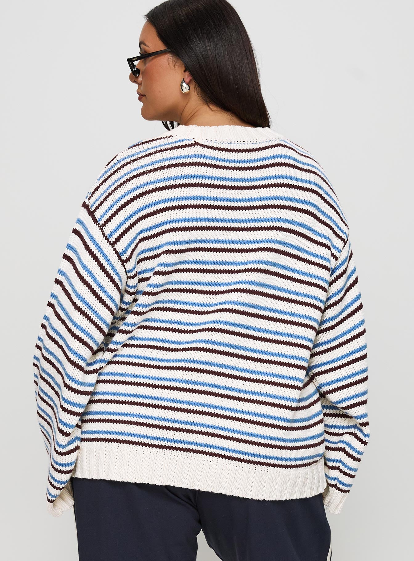 Karolyn Sweater Blue Stripe Curve、mySite、solidvoid