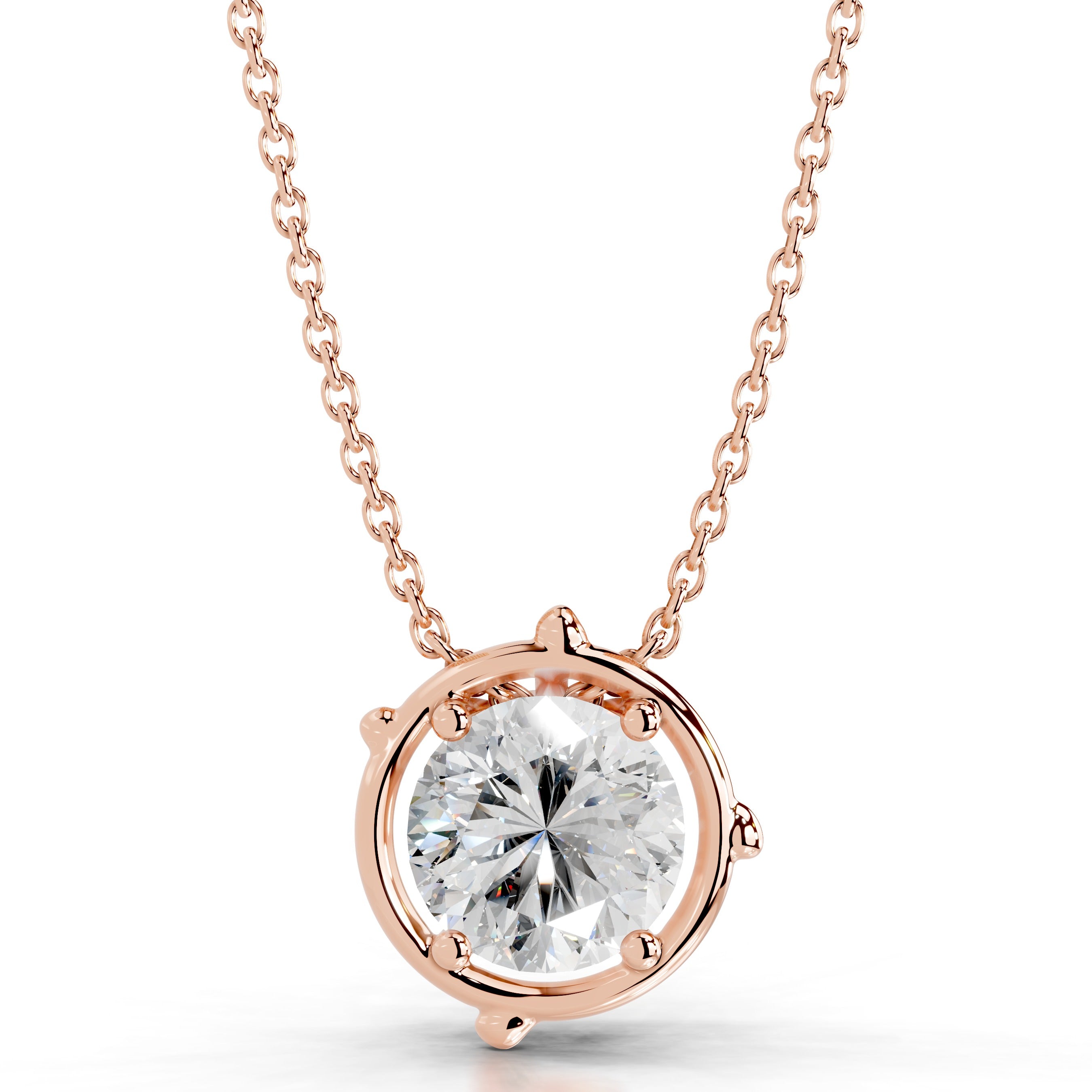 Rooted in Love Round Lab Grown Diamond Necklace - 14K Rose Gold、mySite、hinf8tx79