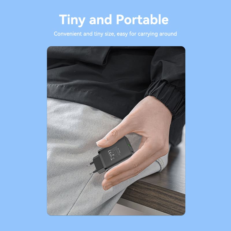 Vention 2-port USB(A+C) Wall Charger (18W+20W) EU-Plug Black、mySite、fannypackpong