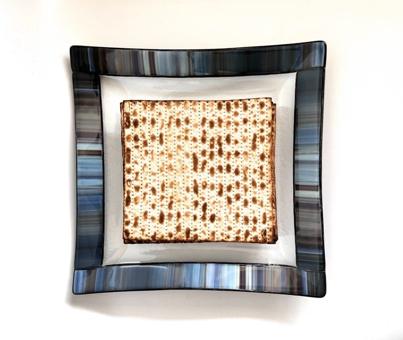 Fused Glass Matzah Tray - Gray and Blue、mySite、topwebapps
