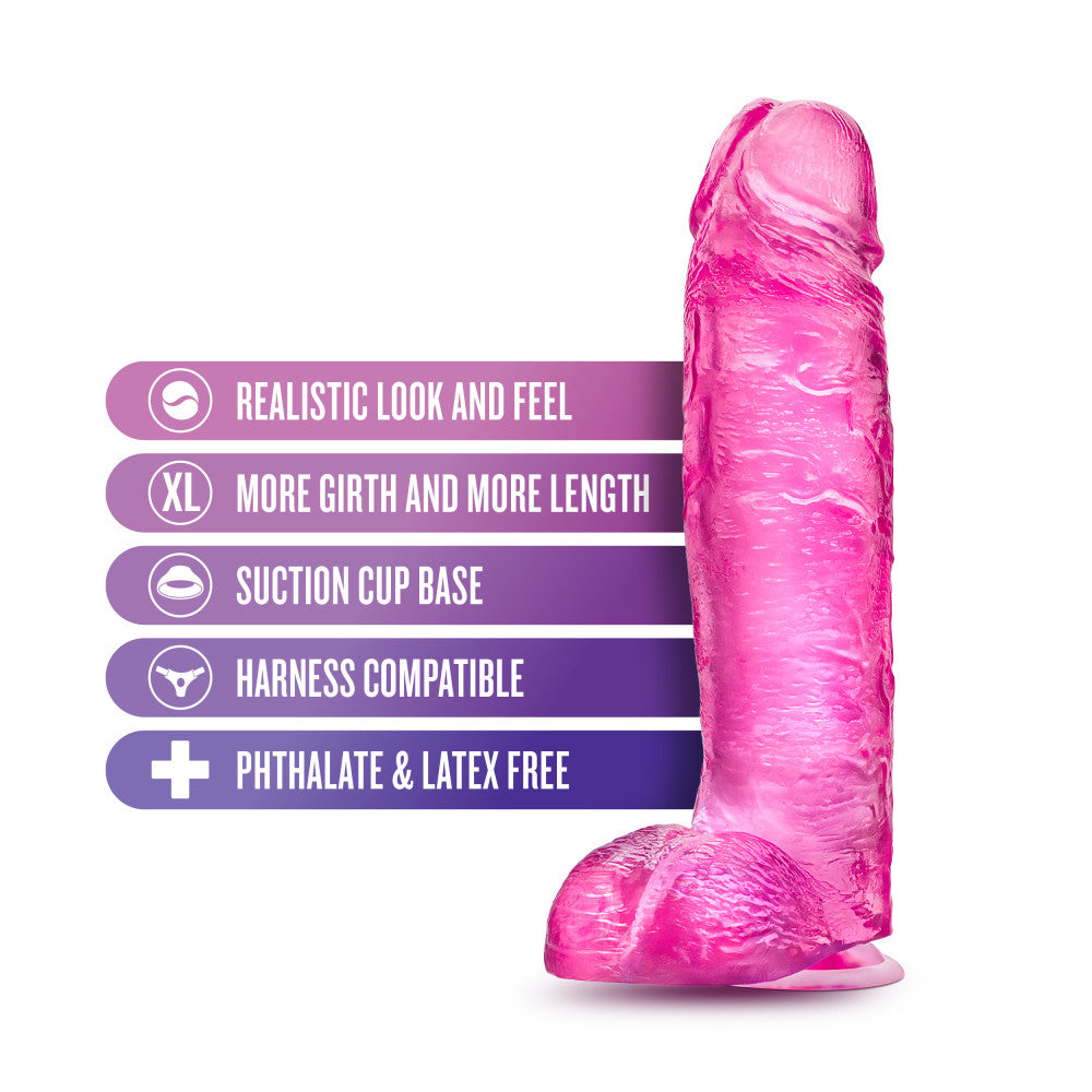 B Yours Plus By Blush® | Big N’ Bulky Pink 10.5-Inch Long Dildo With Balls & Suction Cup Base、mySite、bottomscart