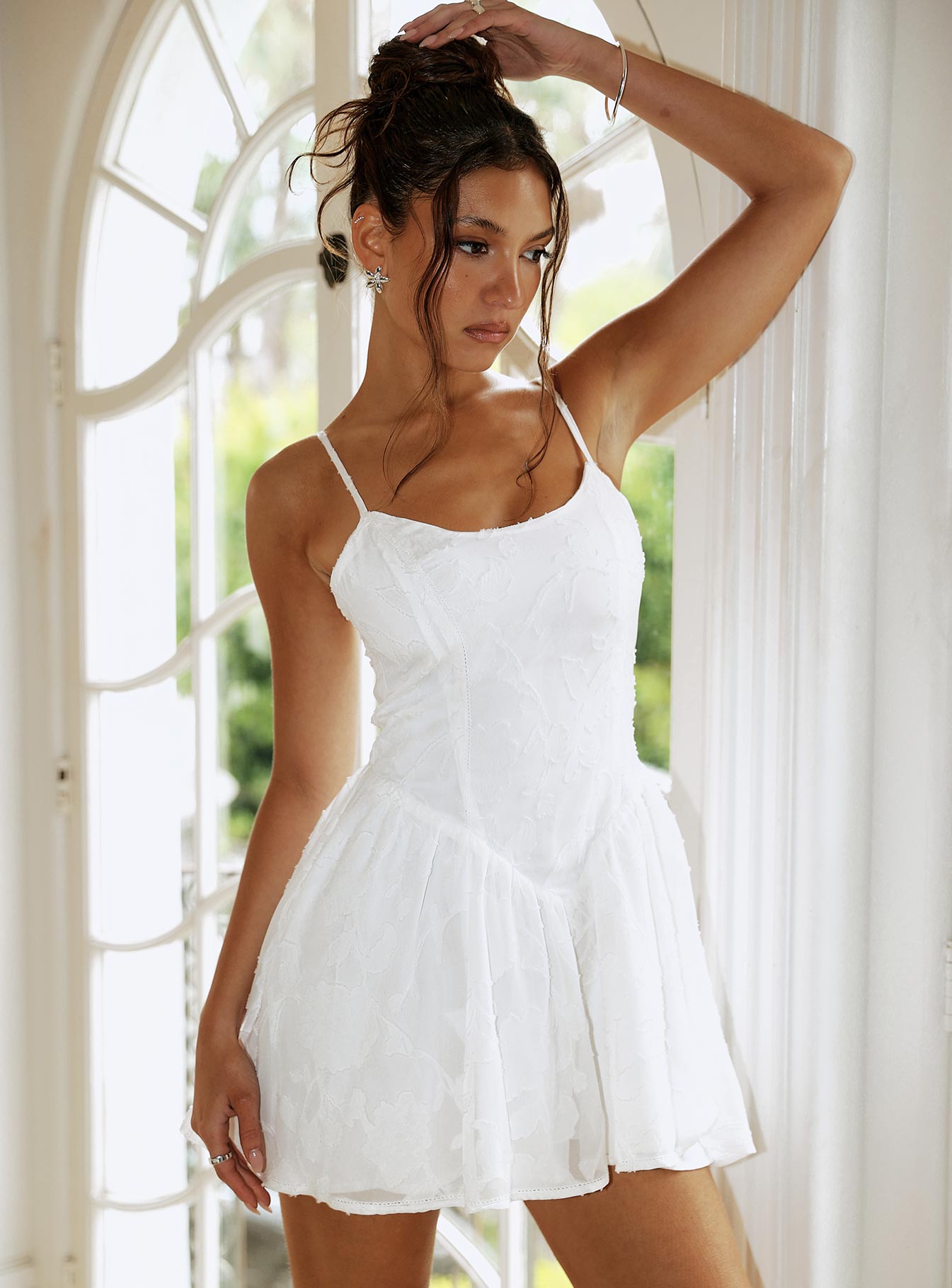 Diviner Burnout Mini Dress White、mySite、solidvoid