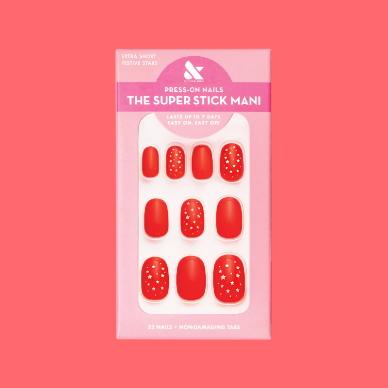 Festive Stars | Extra Short | Round - Tab Press-On、mySite、solidvoid