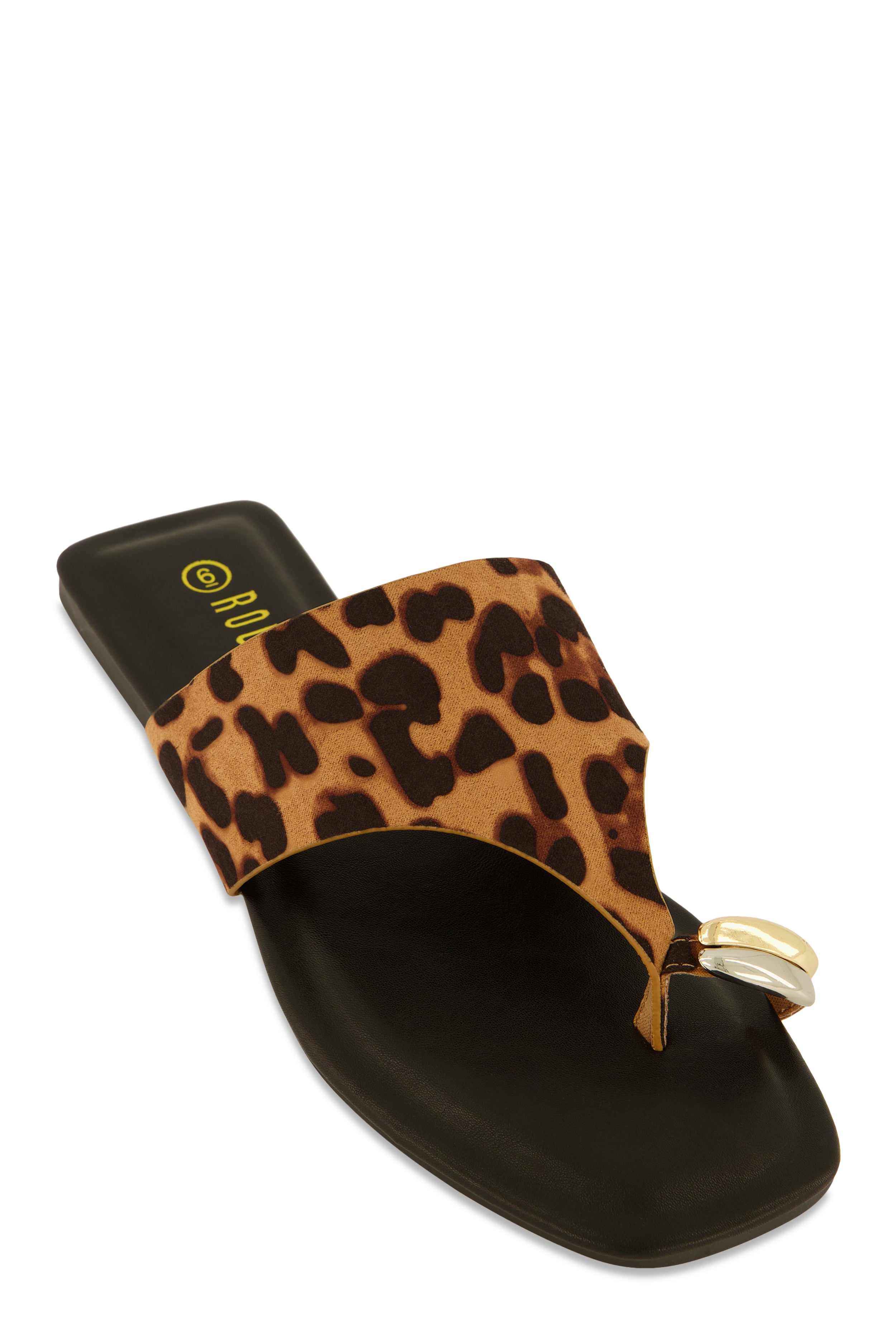 Metallic Toe Loop Detail Thong Slide Sandals、mySite、camillekostekn