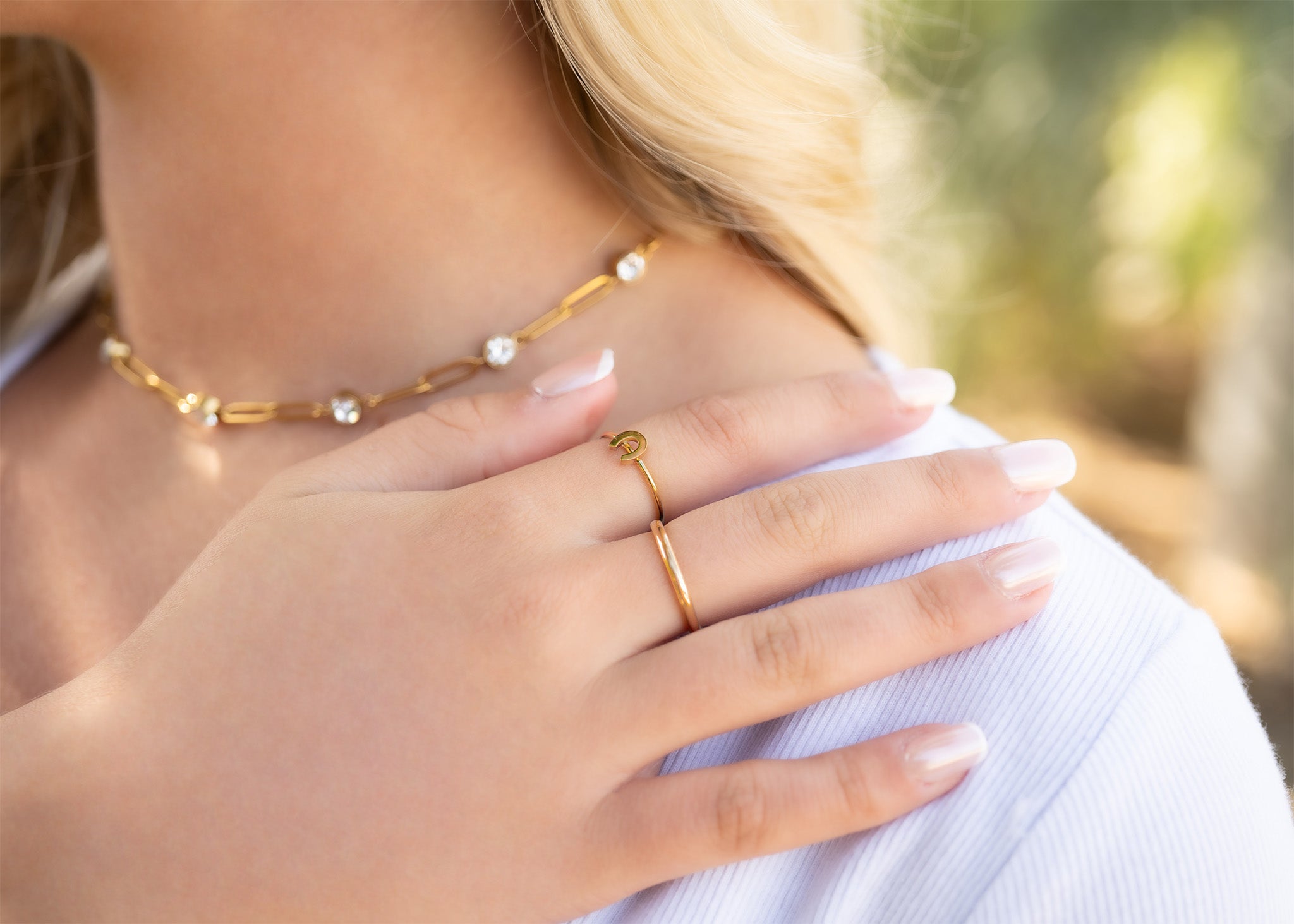 18K Gold PVD Stainless Steel Blank Ring / CFR0264、mySite、dreamappss